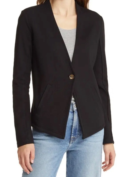 Caslon Jackets & Blazers - Caslon Single-button Knit Blazer - Black XS